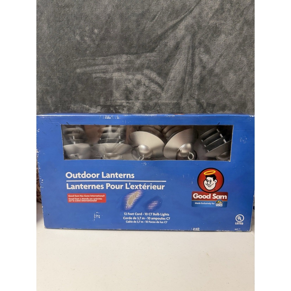 Vintage Good Sam Outdoor Lanterns String Lights 12 Ft 10 C7 Bulbs RV Camper